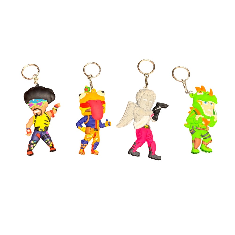 Fortnite Rubber Keychain Lot of 4 Funk Ops Beef Boss‎ Love Ranger Rex Skins